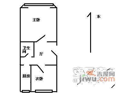 石榴园2室1厅1卫68㎡户型图