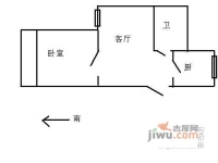 石榴园1室1厅1卫50㎡户型图