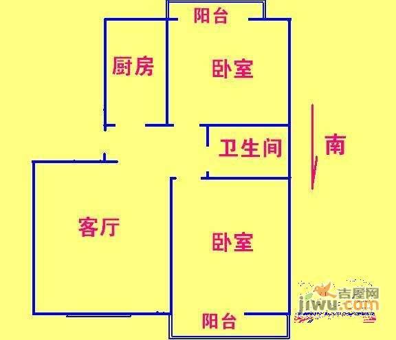 方南家园2室2厅1卫107㎡户型图