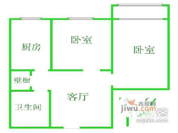 角门2号院2室1厅1卫77㎡户型图