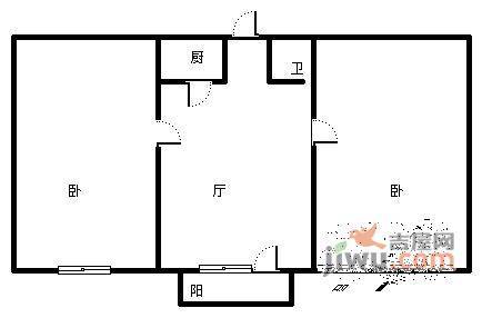 马家堡80号院2室1厅1卫57㎡户型图