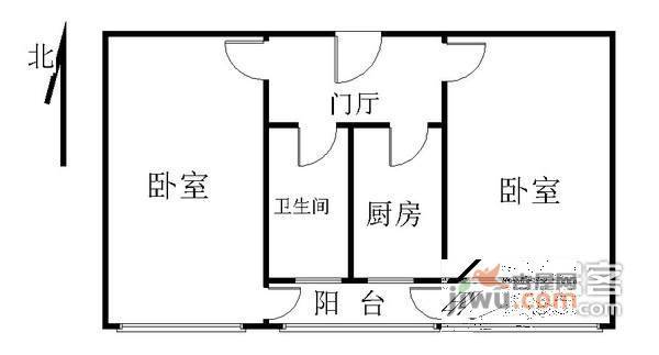 马家堡80号院2室1厅1卫57㎡户型图