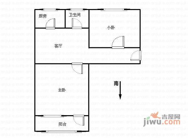 马家堡角门北里1室1厅1卫46㎡户型图