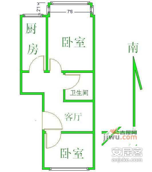 嘉园小区2室1厅1卫81㎡户型图