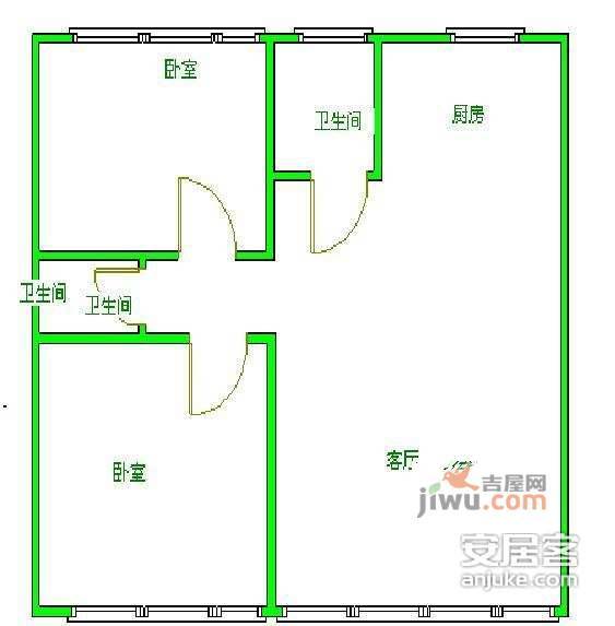 城南嘉园三期2室2厅2卫1290㎡户型图