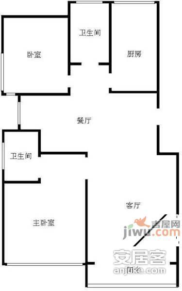 远洋自然2室2厅2卫178㎡户型图