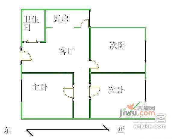 远洋自然3室1厅1卫135㎡户型图