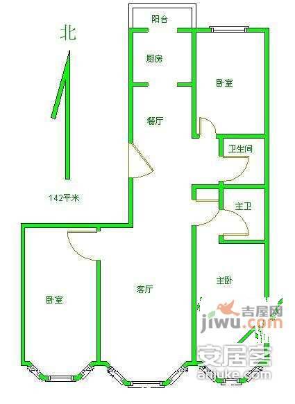 城南嘉园一期3室2厅2卫170㎡户型图