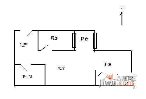 嘉园三里1室1厅1卫52㎡户型图