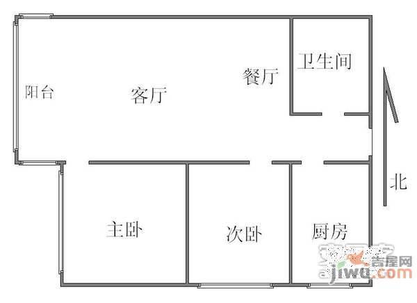 嘉园三里2室2厅1卫88㎡户型图