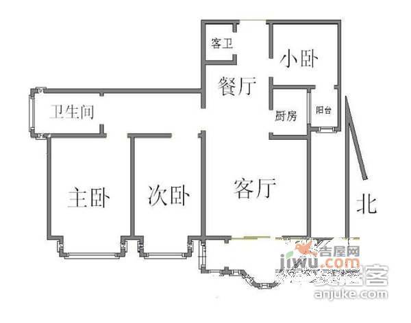 嘉园三里3室2厅2卫149㎡户型图