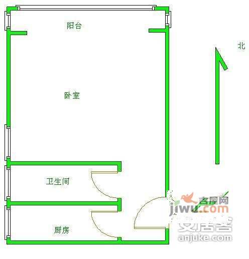 明日嘉园1室1厅1卫53㎡户型图