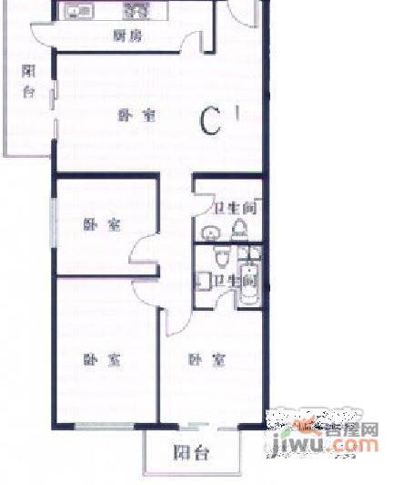 明日嘉园3室2厅2卫155㎡户型图