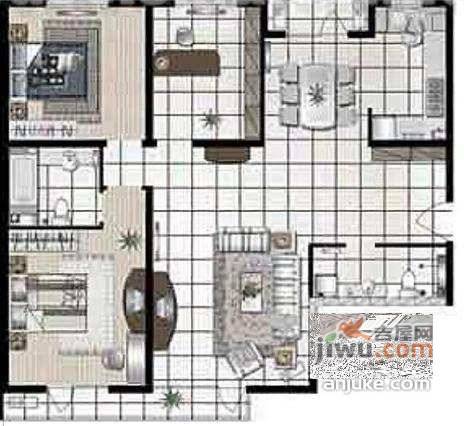 枫竹苑3室2厅2卫136㎡户型图