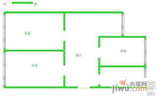 贾家花园甲1号院2室1厅1卫80㎡户型图