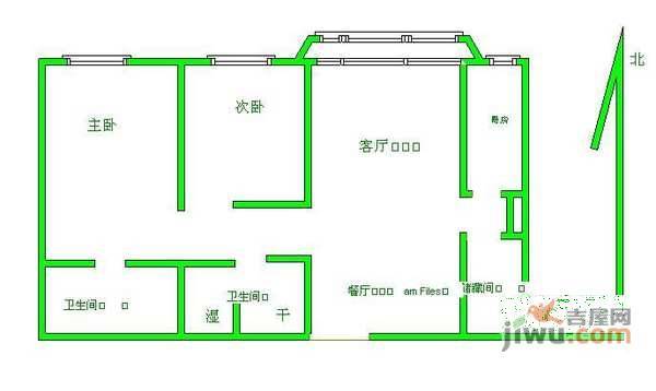 珠江骏景南区2室2厅2卫106㎡户型图