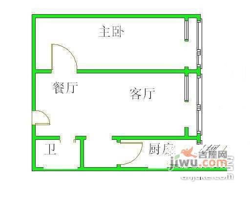 珠江骏景南区1室1厅1卫60㎡户型图