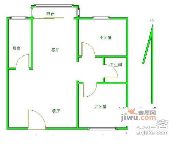 珠江骏景南区2室2厅2卫106㎡户型图