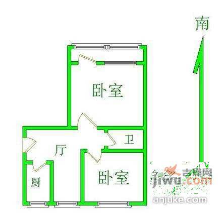 马公庄2室1厅1卫66㎡户型图