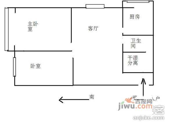 马家堡东路散盘2室1厅1卫69㎡户型图