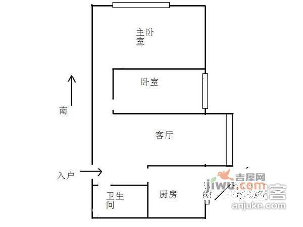 马家堡东路散盘2室1厅1卫69㎡户型图