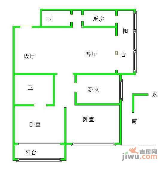 正阳北里3室2厅2卫140㎡户型图