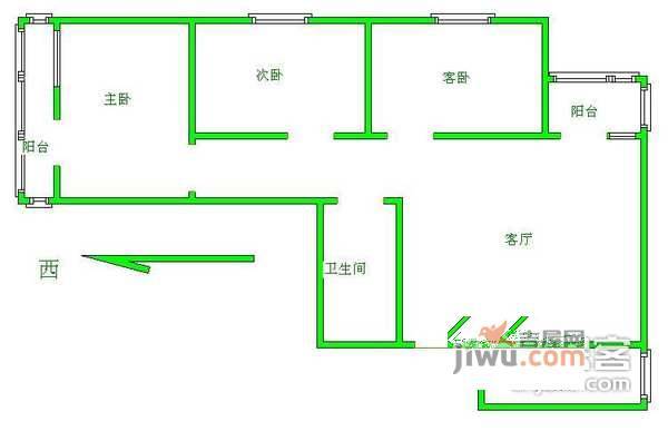 正阳北里3室2厅1卫108㎡户型图