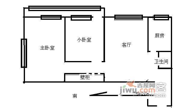 洋桥小区2室1厅1卫80㎡户型图