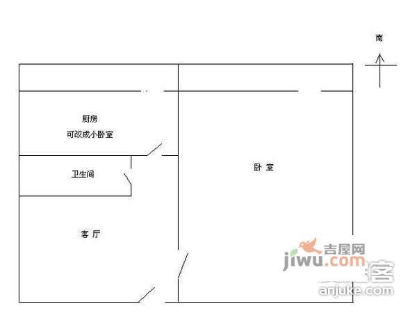 洋桥小区1室1厅1卫62㎡户型图