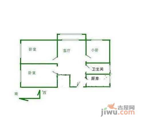 海户西里33号院3室1厅1卫98㎡户型图