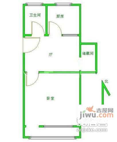 海户西里33号院1室1厅1卫48㎡户型图