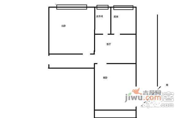 海户西里32号院2室1厅1卫55㎡户型图