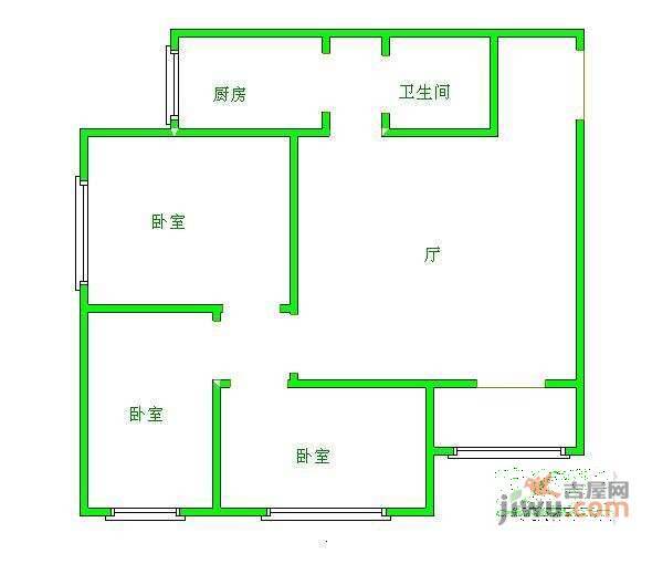 南珠苑3室1厅1卫112㎡户型图