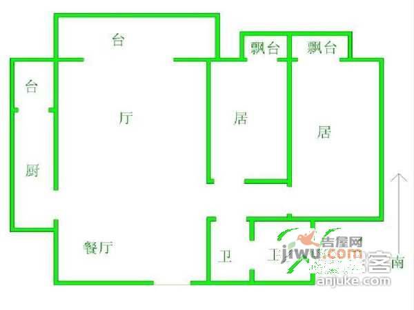 马官营家园2室1厅1卫户型图