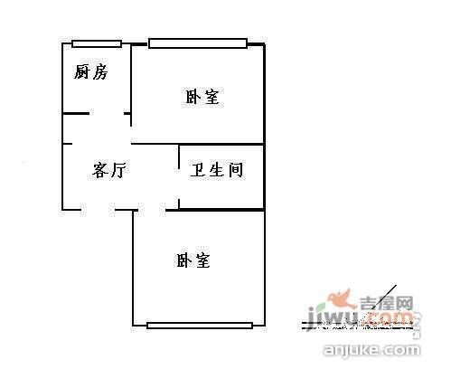 大井中里2室1厅1卫63㎡户型图