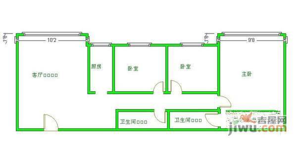 盛今大厦3室1厅2卫户型图