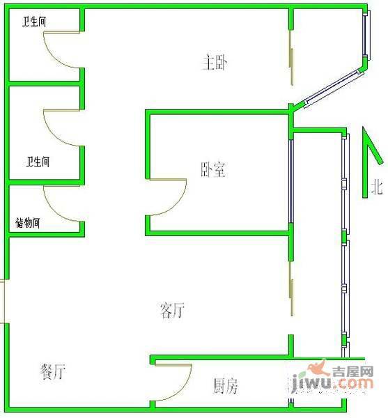 盛今大厦2室1厅1卫88㎡户型图