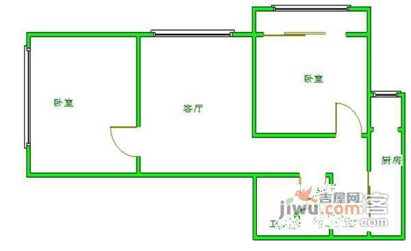 盛今大厦2室1厅1卫88㎡户型图