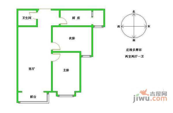 庄维多摩市2室1厅1卫104㎡户型图