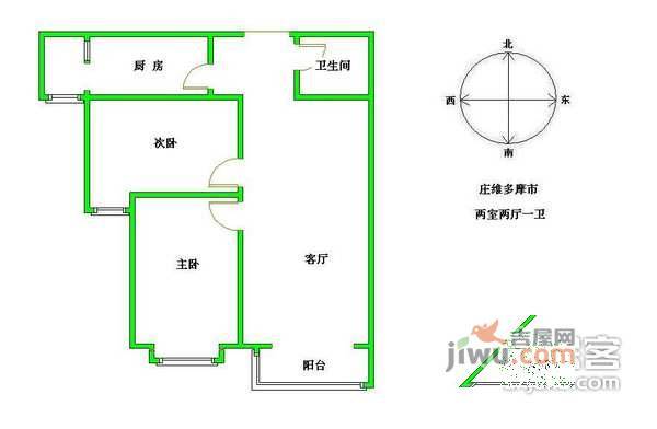 庄维多摩市2室1厅1卫104㎡户型图