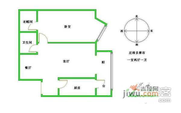 庄维多摩市1室1厅1卫74㎡户型图