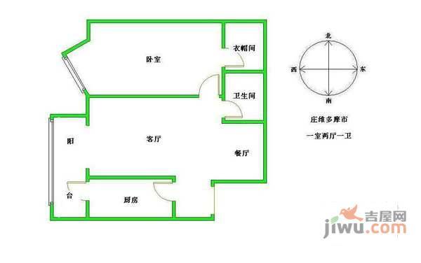 庄维多摩市1室1厅1卫74㎡户型图