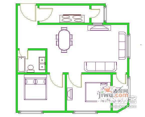 莲香园2室2厅1卫112㎡户型图