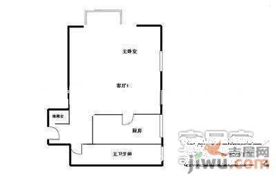 六里桥北里1室1厅1卫55㎡户型图