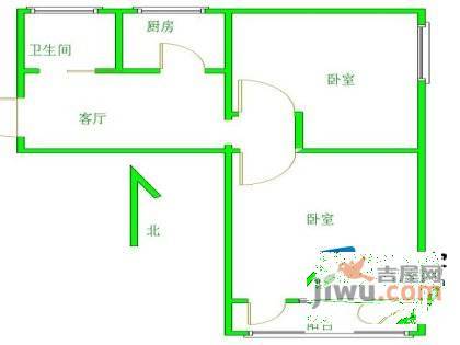 六里桥北里2室1厅1卫80㎡户型图