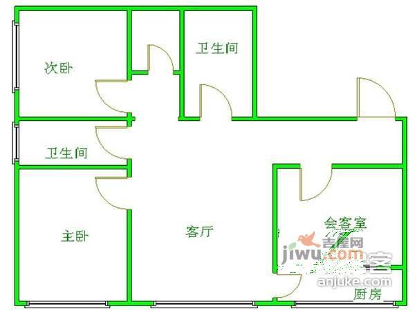 六里桥北里3室1厅1卫130㎡户型图