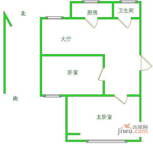 丰泽居2室1厅1卫86㎡户型图