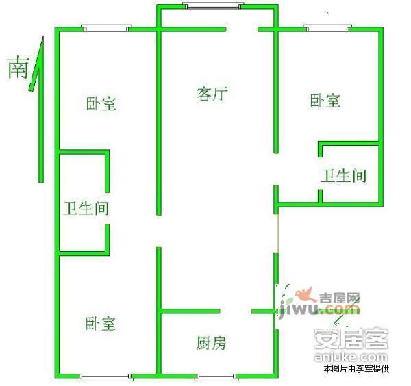 保利百合花园3室1厅1卫145㎡户型图