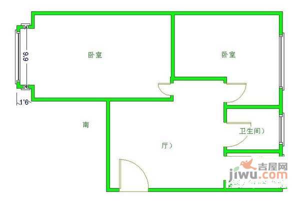 莲花池南里2室1厅1卫户型图