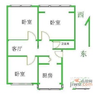 吴家村10号院3室1厅1卫108㎡户型图